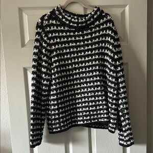 Ann Taylor Black and White Cowl Neck Sweater